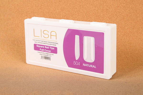 Lisa Square Nail Tips Full Cover Natural 504 pcs
